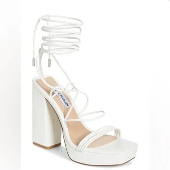 Steve Madden Women's Manzie Ankle-Tie Platform Dress Sandals - Picture 1 of 8